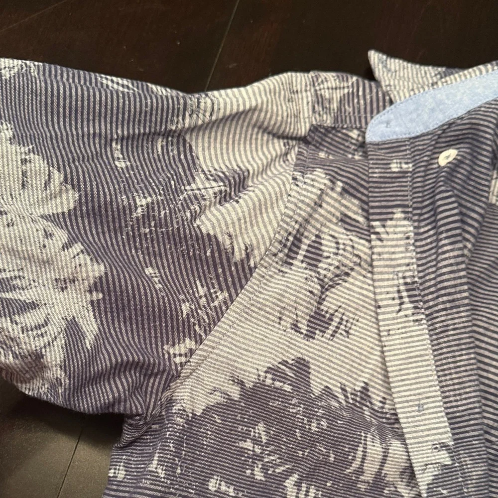 Tommy Bahama Blue and White Palm Print Shirt - Picture 4 of 4